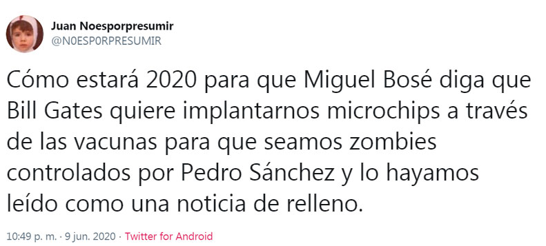 Cómo estará 2020 para que Miguel Bosé diga que Bill Gates quiere implantarnos microchips a través de las vacunas para que seamos zombies