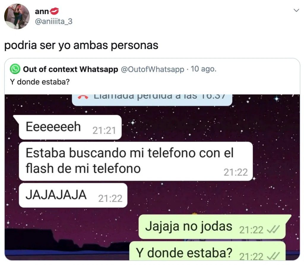 Estaba buscando mi telefono con el flash de mi telefono
