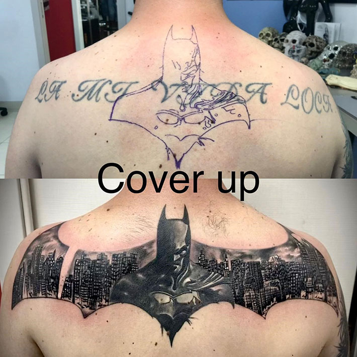 Cubriendo un lamentable tatuaje con Batman - elRellano